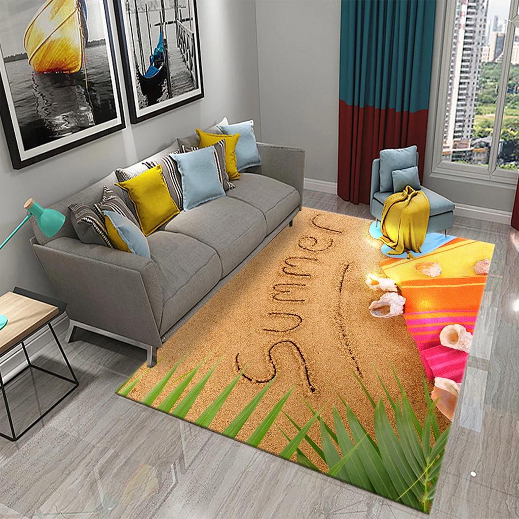 Hello Summer Carpet Beach Sea Starfish Pattern Bathroom Anti-Slip Carpet Door Mat Doormat Outdoor Living Room Bedroom Floor Rug