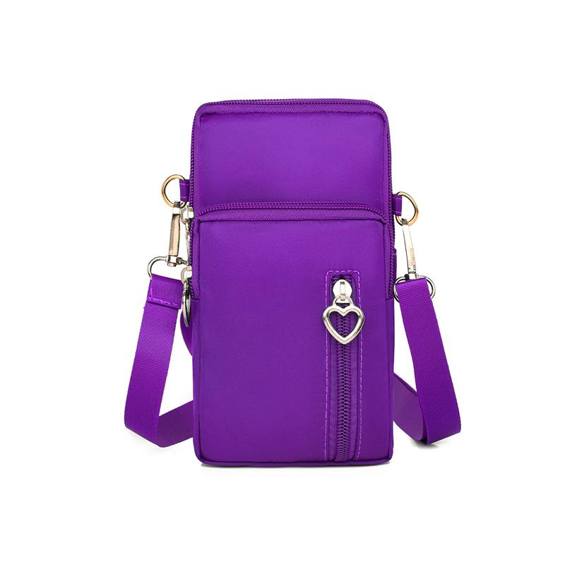 Casual Small Shoulder Bag Women Cell Phone Pocket Case Waterproof Nylon Sport Arm Package Mini Messenger Purse Crossbody Handbag