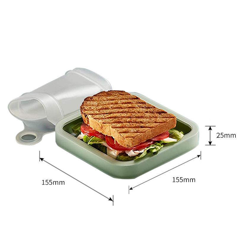 Portable Silicone Sandwich Toast Lunch Box with Handle Student Office Work Food Container Snack Box Bento Lunch Box