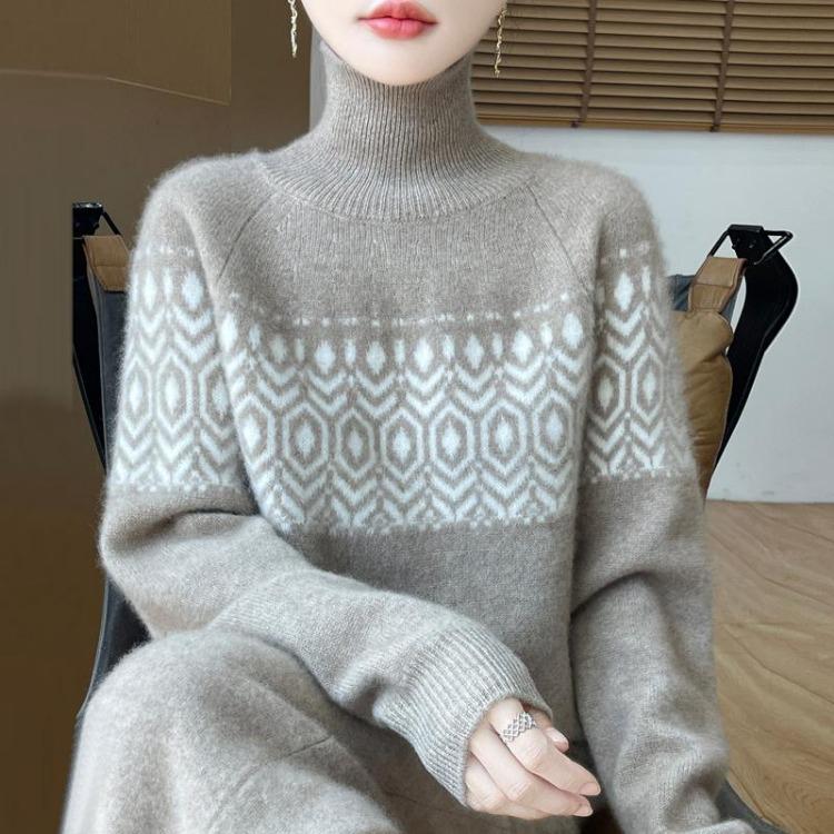 Warm Winter Women Sweater 100 Percent Wool Turtleneck Knit Pullover Thick Jumpers MODERN NEW SAGA Female Tops