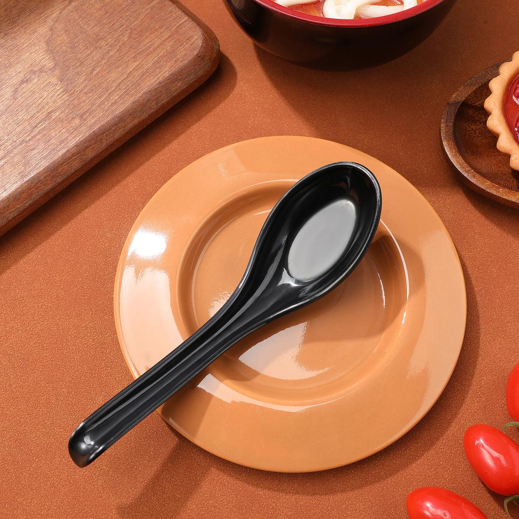 6pcs Plastic Soup Spoon Black Japanese Style Tableware For Camping Cooking Stirring Mixing Restaurant Spoons Kitchen Bar4