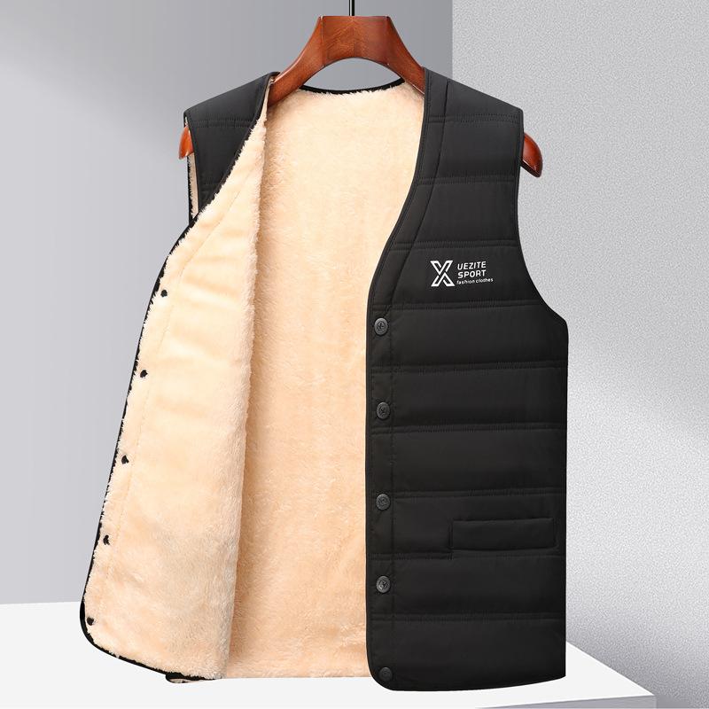 Fleecová vesta Pánský hřejivý základní top Výstřih do V Jednořadé Zapínání Zesílená vesta Ležérní bunda Středního věku a Mladý Klip s koněm