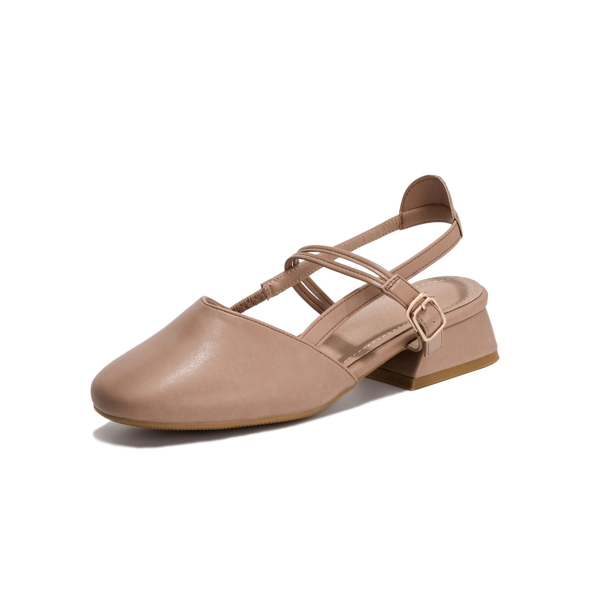 

Autumn new single shoes women wear high-end fashion bag head women s shoes empty breathable sandals female temperament versatile 41 розовый