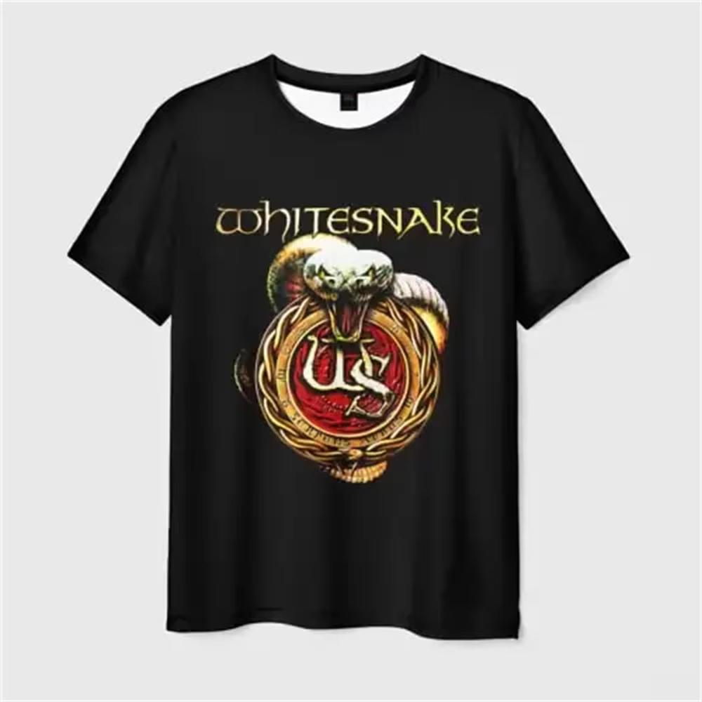 Neues Rock BAND Whitesnake Muster 3D Druck T-Shirt Herren Damen Mode Trendiger Street Style Heavy Metal Rock Kurzarm Oberteile T-Shirts