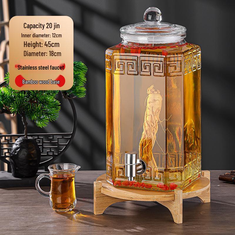 Luxury Sealed Wine & Baijiu Soaking Jar with Faucet for Household Use