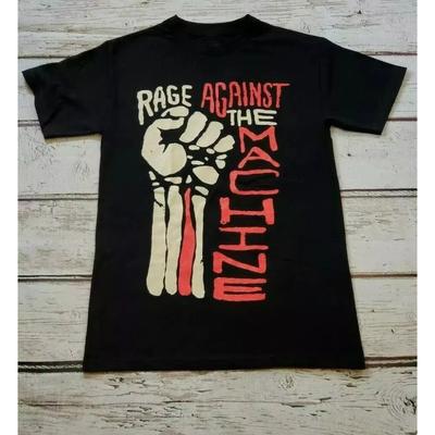 Rage Against The Machine Groupe Main Levée T-shirt Unisexe T-shirt Homme Noir Décontracté Col Rond Coton Quotidien Top Cool