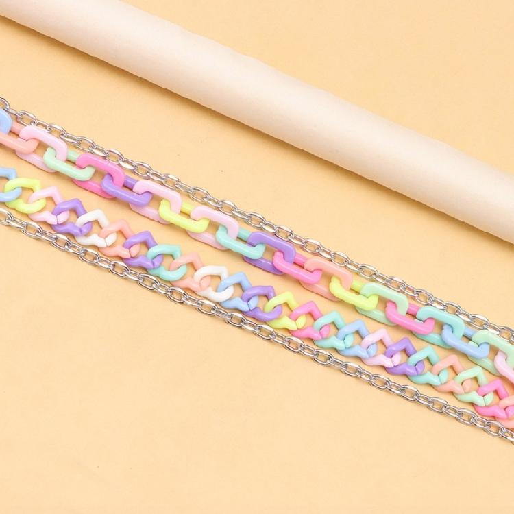 Auffällige Süßigkeitenfarbene Acrylkette Regenbogenfarbene Kette Schlüsselanhänger für Mädchen Frauen Mode Streetwear Zubehör