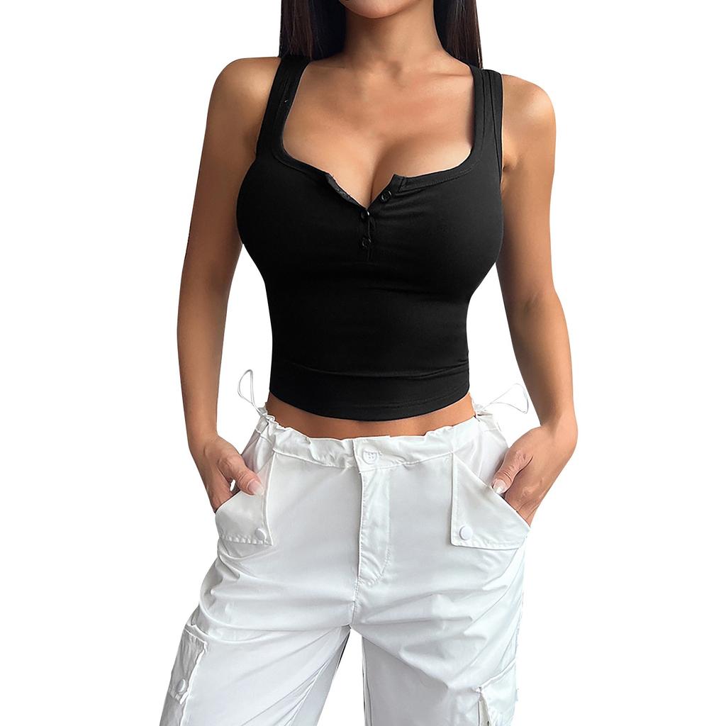 Jarní a letní móda Dámský temperamentní štíhlý jednobarevný košilkový top