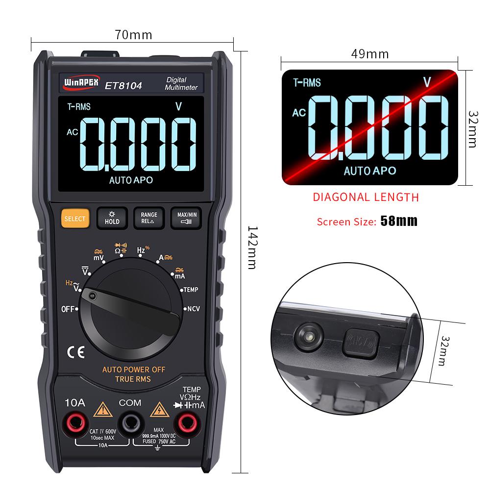 Winapex Et8104 Pantalla Lcd Multímetro portátil de medida au Winapex Et8104 Pantalla Lcd Multímetro portátil de medida au