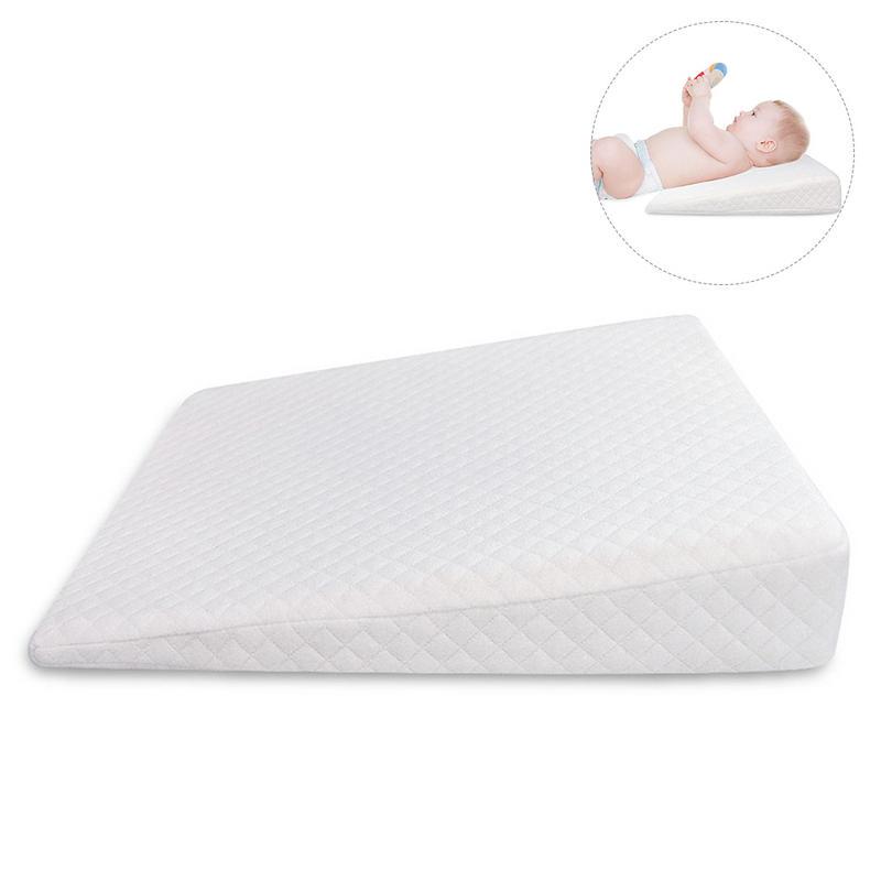 100/% Soft Cotton Cover Baby Wedge Memory Foam Wedge for Reflux Universal Crib Wedge Pillow for Baby Mattress Baby Wedge Sleeper Baby Pillow for Better Nights Sleep Triangle,White