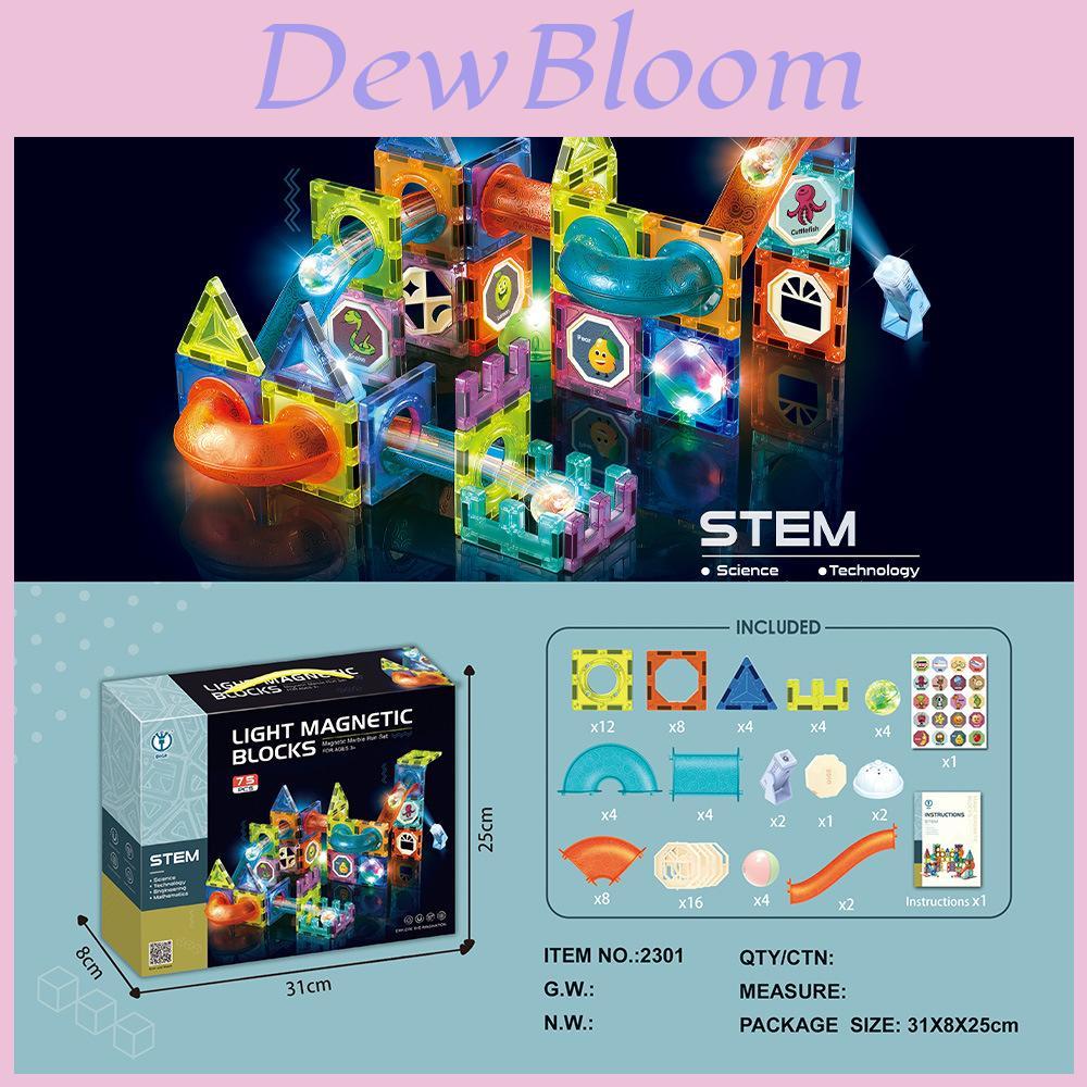 Geometric Magnetic Piece Children Splicing Track Ball Toy Set With Light For Kids Diy Educational Play Set