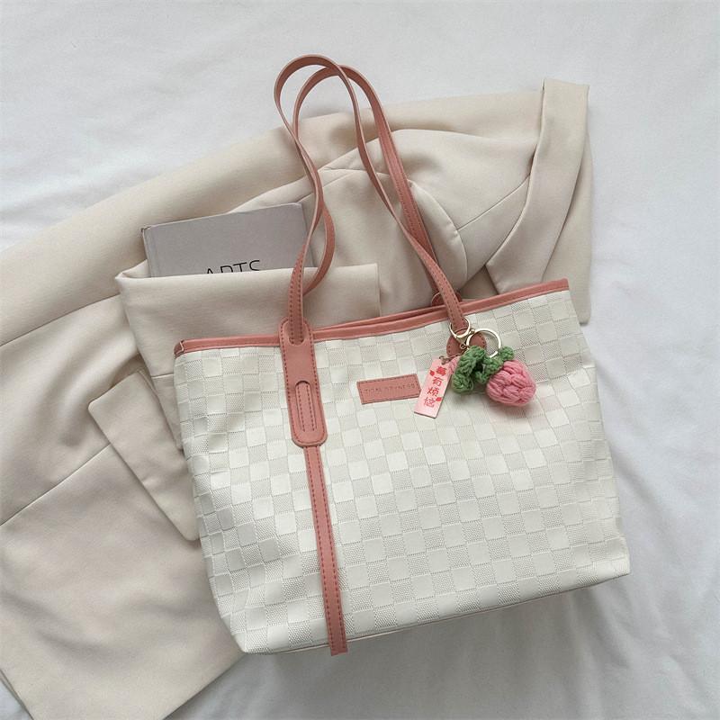 

Stylish And Functional Pu Leather Tote Bag For Women 2023 Street Fashion Handbag No Pendant рожевий