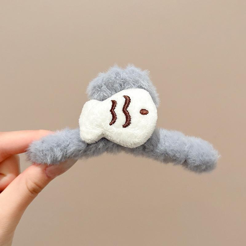 Fashion Elegant Plush Grab Clip Women's Large Hair High-end Sense Clip Hairpin Autumn and Winter Back Head Shark Clip Hairpin Headwear