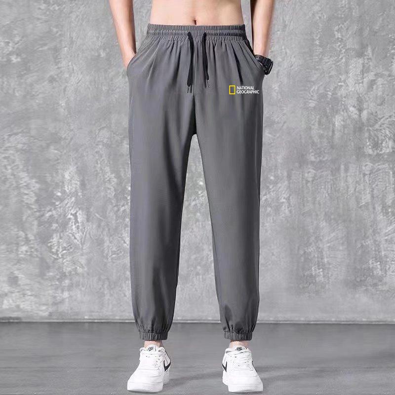 Straight ice silk pants boys nine-point trend drape casual trousers summer thin wide-leg trousers