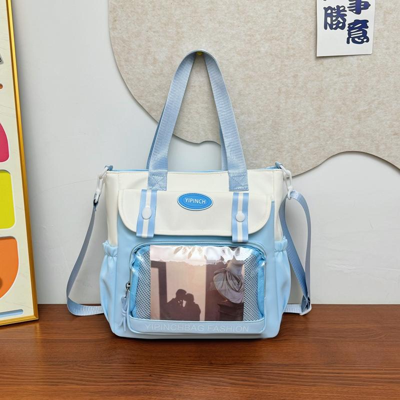 Women's Large Capacity Handbag Color Block Student Shoulder Bag