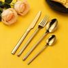 High-grade Gold Cutlery Set: Thickened 304 Stainless Steel Knight Knife, Fork, Spoon for Western Food and Steak (4-piece)