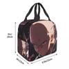 Japanese Saitama Anime Manga Insulated Lunch Bag for Women Office Cooler Thermal Food Box Tote Portable Lunch Boxes Container