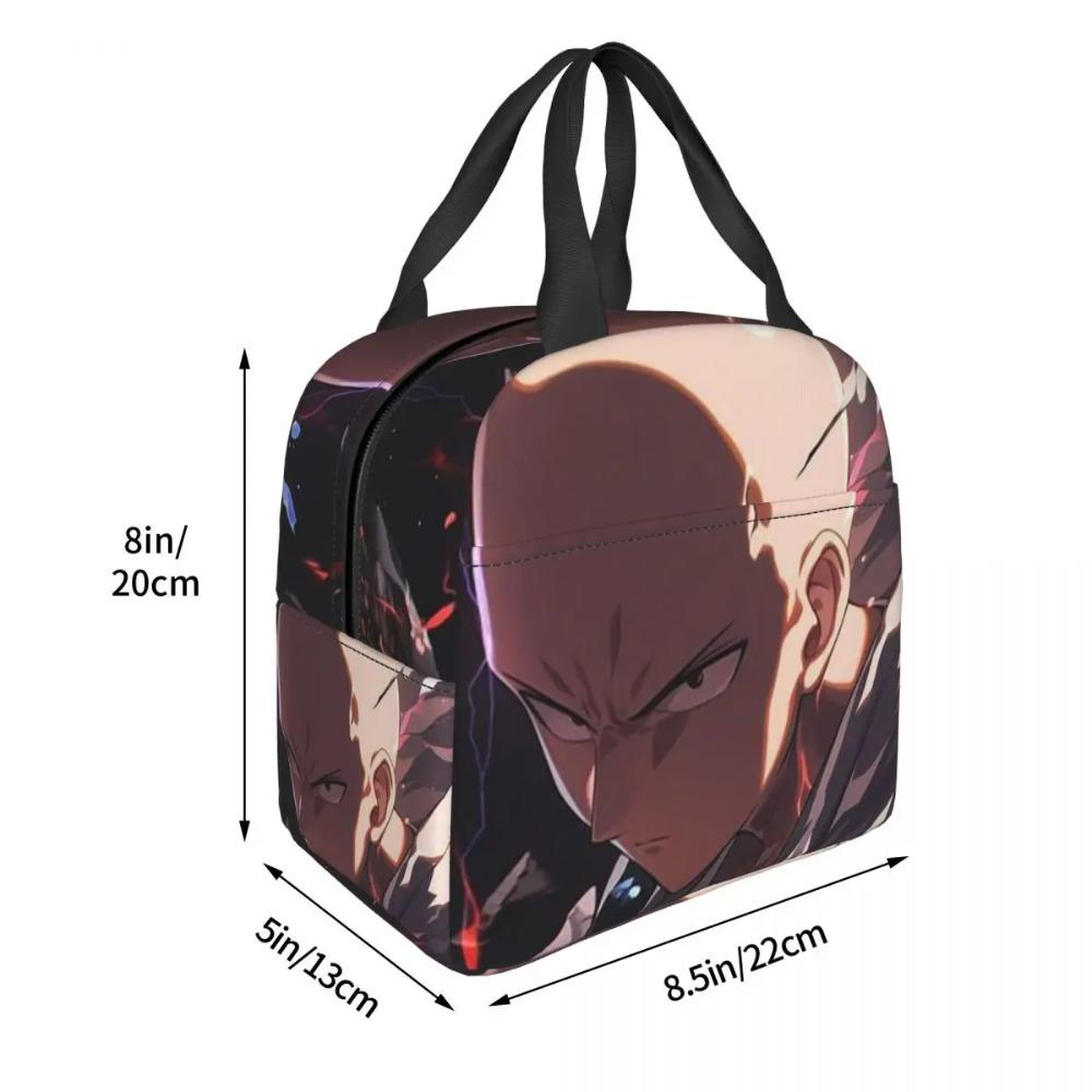 Japanese Saitama Anime Manga Insulated Lunch Bag for Women Office Cooler Thermal Food Box Tote Portable Lunch Boxes Container