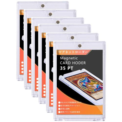 Set of 6 Magnetic Card Loaders, 35pt UV Protection, for Trading Cards, Protective Cases, Collections, Magnetic, One-Touch, Clear, Protective Storage