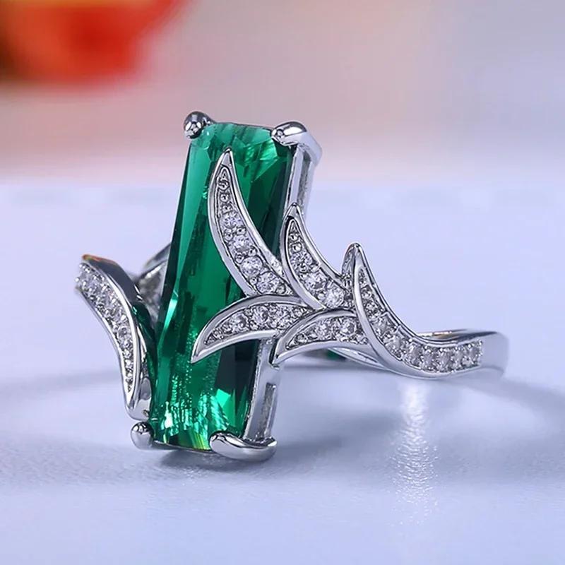2026 New Luxury Fashion Green Zirconia Crystal Ring for Women's Engagement/Wedding/Anniversary Party Personalized Jewelry