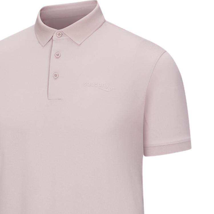 SAUCONY Comfortable Breathable Versatile Short Sleeve Polo Shirt Men Tops Champagne-Pink SA2250SP62C-PK039