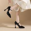 - Sexy One-word Pointed Toe Thin Heel Waterproof Table Single Shoes Women's Not Tired Feet High Heels Solid Color Professional Women's Shoes