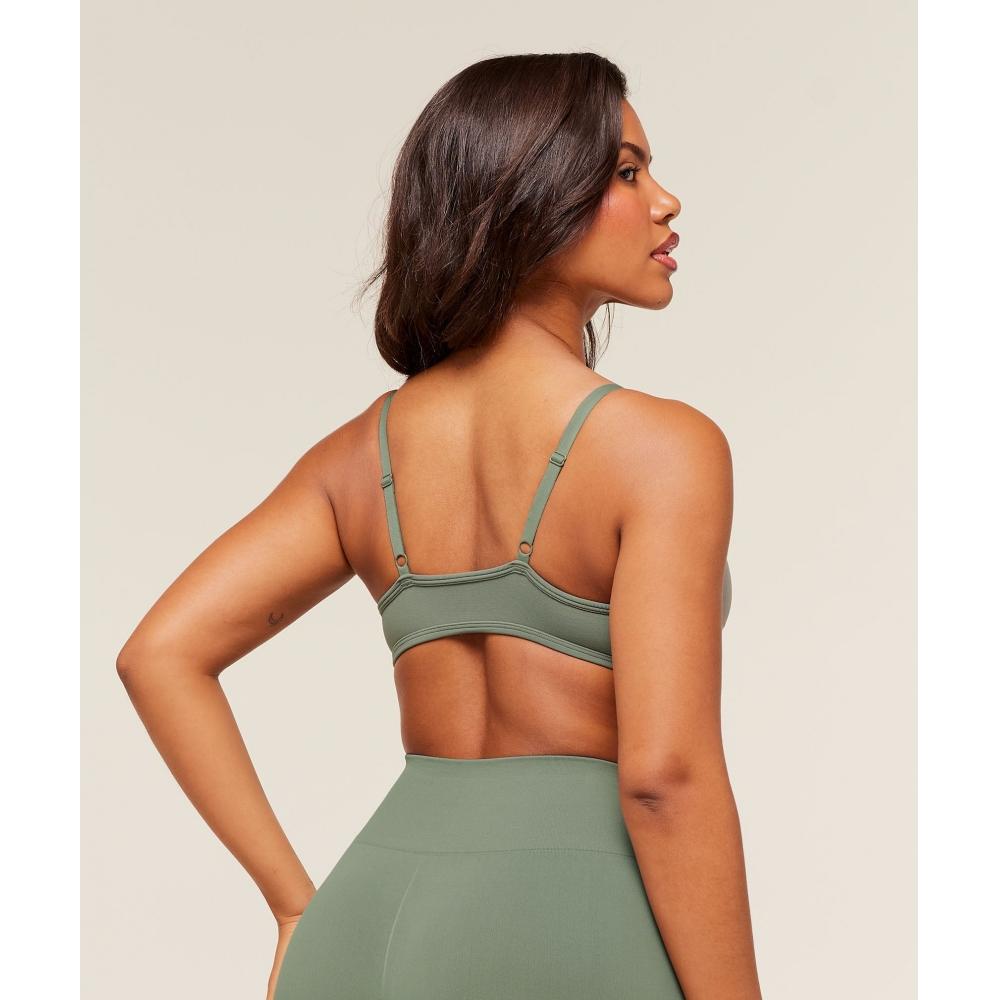 Gymshark Soft Sculpt V Neck Sports Bra Unit Green B5b9n Ecjf
