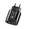 European QC3.0 Dual USB & 3USB Fast Charger Adapter, Multi-Port UK Standard Charging Head.