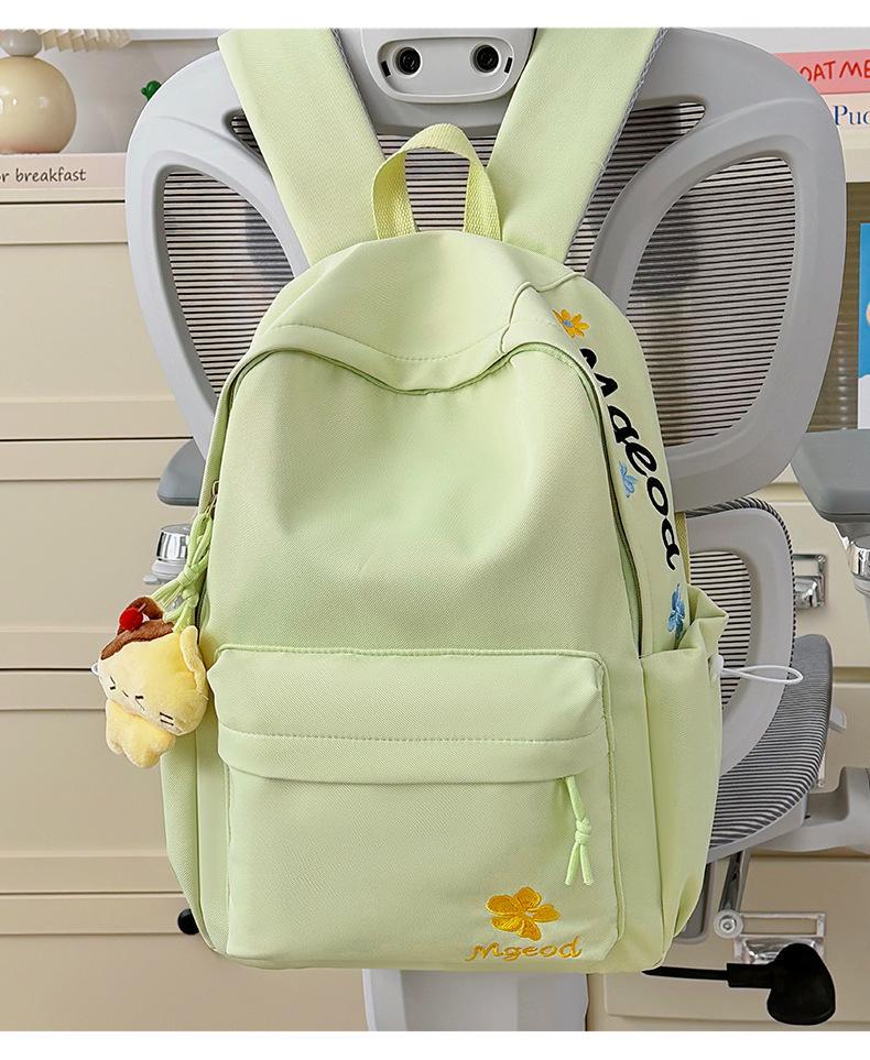 Schoolbag Milk Sweet Youth Vitality Letter Embroidered Backpack Female Junior High School Student School Bag Multi-compartment Casual Versatile 