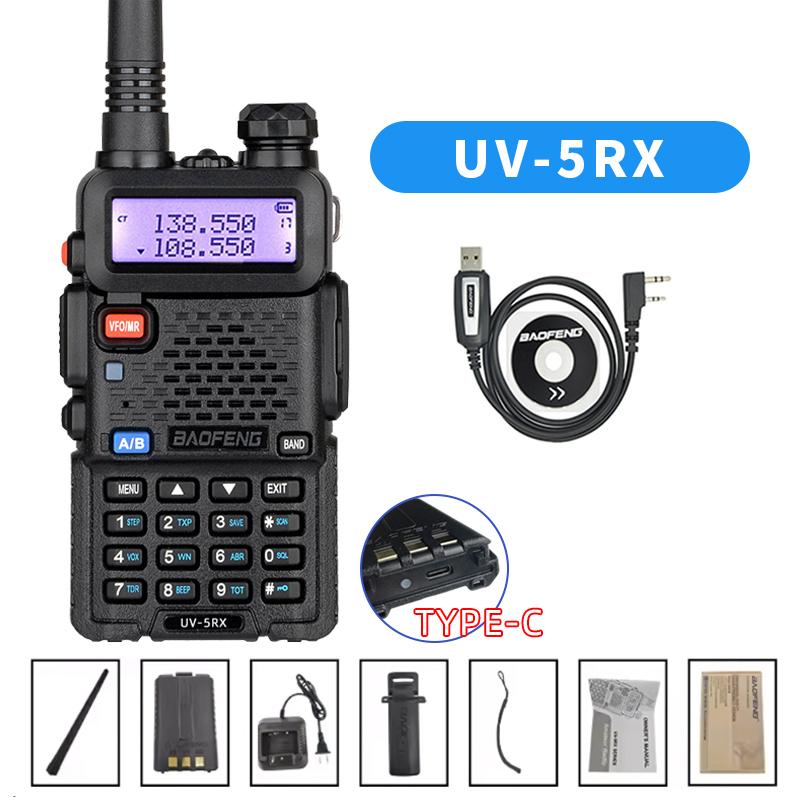 Baofeng UV-5RX Walkie Talkie Type-C Wireless Copy Frequency AM FM Long Rang Powerful Two Way Portable Radio UV-5R New Upgrade