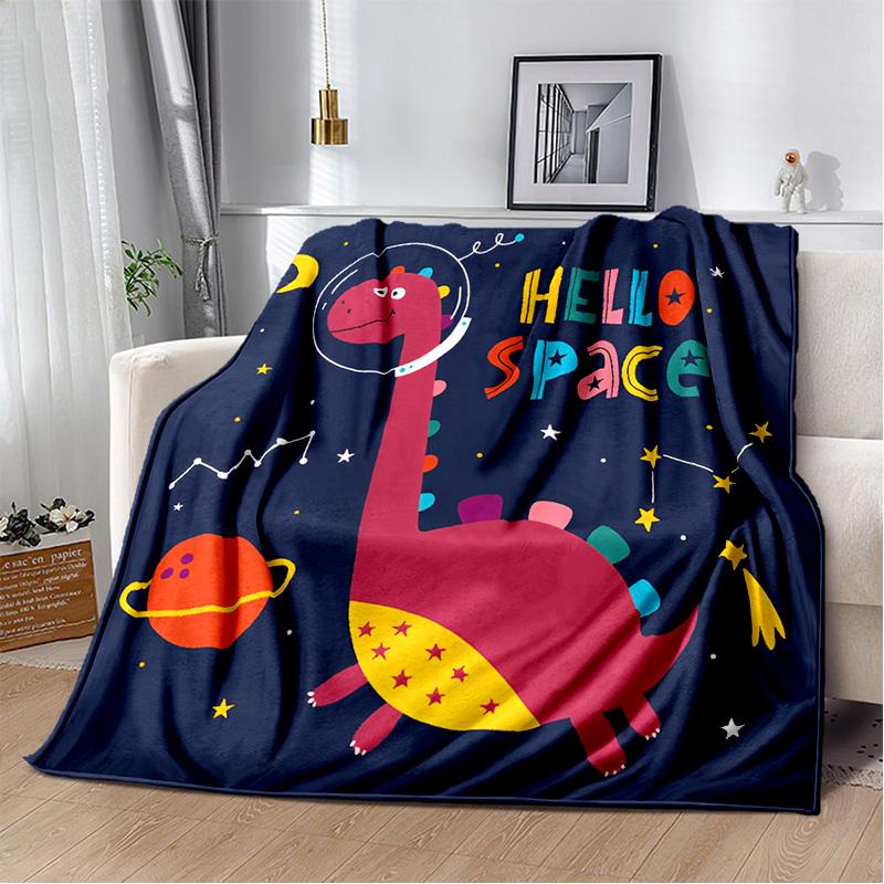 Cartoon Dinosaur Space Cute Dino Children Soft Plush Blanket,Flannel Blanket Throw Blanket for Living Room Bedroom Bed Sofa Kids