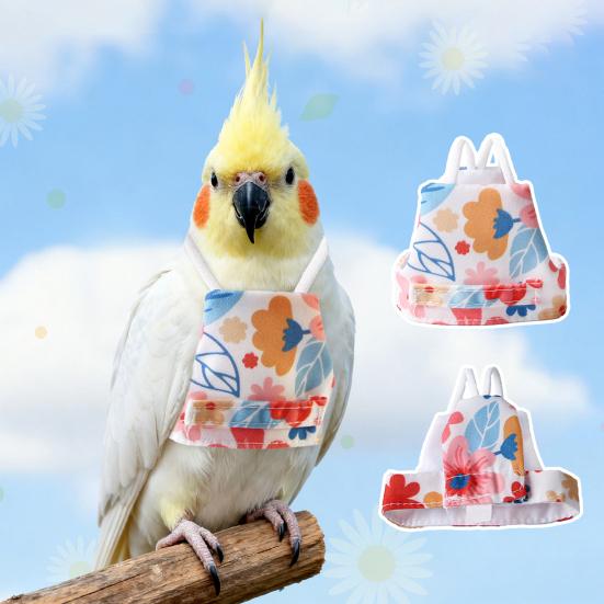 Birds Clothes Washable Reusable Flower Plants Print Flight Suit Outfits Cockatiels Conures