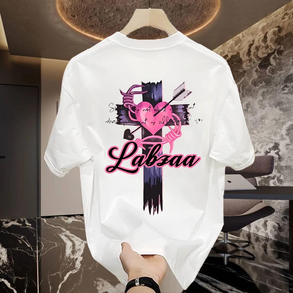 Heavy Cotton American High Street White Oversize Short-Sleeved T-Shirt Men'S Summer Tide Brand Loose Student T-Shirt Top