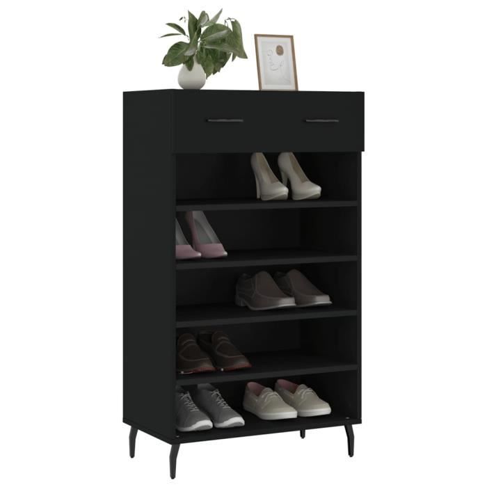 VidaXL Shoe Cabinet Black 60x35x105 Cm Engineered Wood 829629