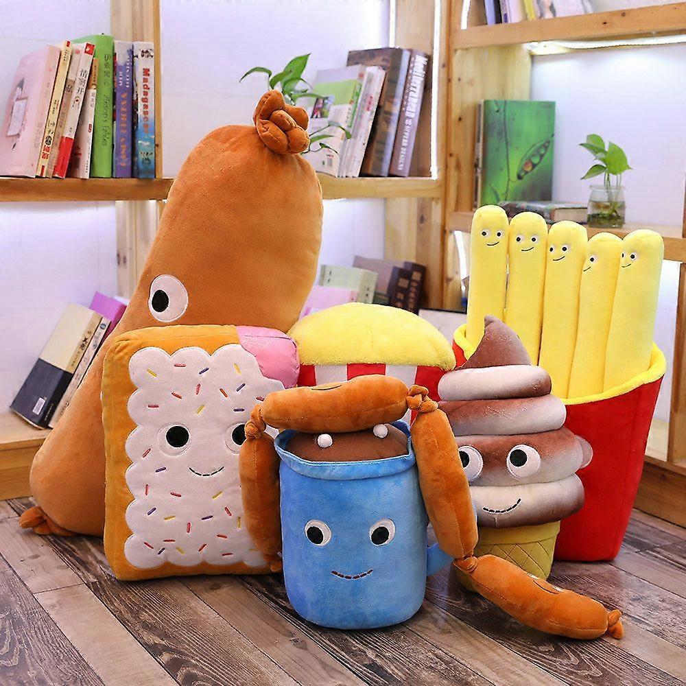 Simulation Cute Hamburger Food Toy Sausage Drink Pizza Golden Chips Emoticon Snack Plush Toy Decor Food Pillow Special Kids Gift