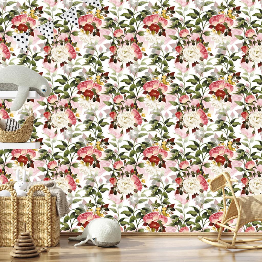 Beautiful colorful flowers wallpaper for living room and bedroom 50x1000
