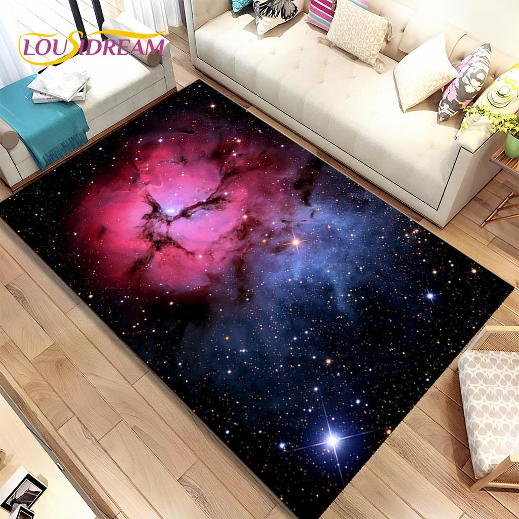 Galaxy Universe Space Stars Area Rug,Carpet Rug for Home Living Room Bedroom Sofa Doormat Decor,Kids Play Non-slip Floor Mat HD