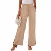 Women's Fashion Loose Wide Leg Pants Slits At The Cuffs Elastic Waist Drawstring Pockets Casual Pants
