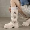 Retro Versatile Trend Fashion Thick Leg Boots 2025 Autumn New Cowboy Knight Boots Trousers Stacked Boots Women