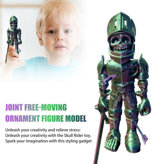 3D Printed Skeleton Knight Figurine Movable Joints Halloween Spooky Skeleton Warrior Articulated Skeleton Soldier Model Toy Desktop Decoration