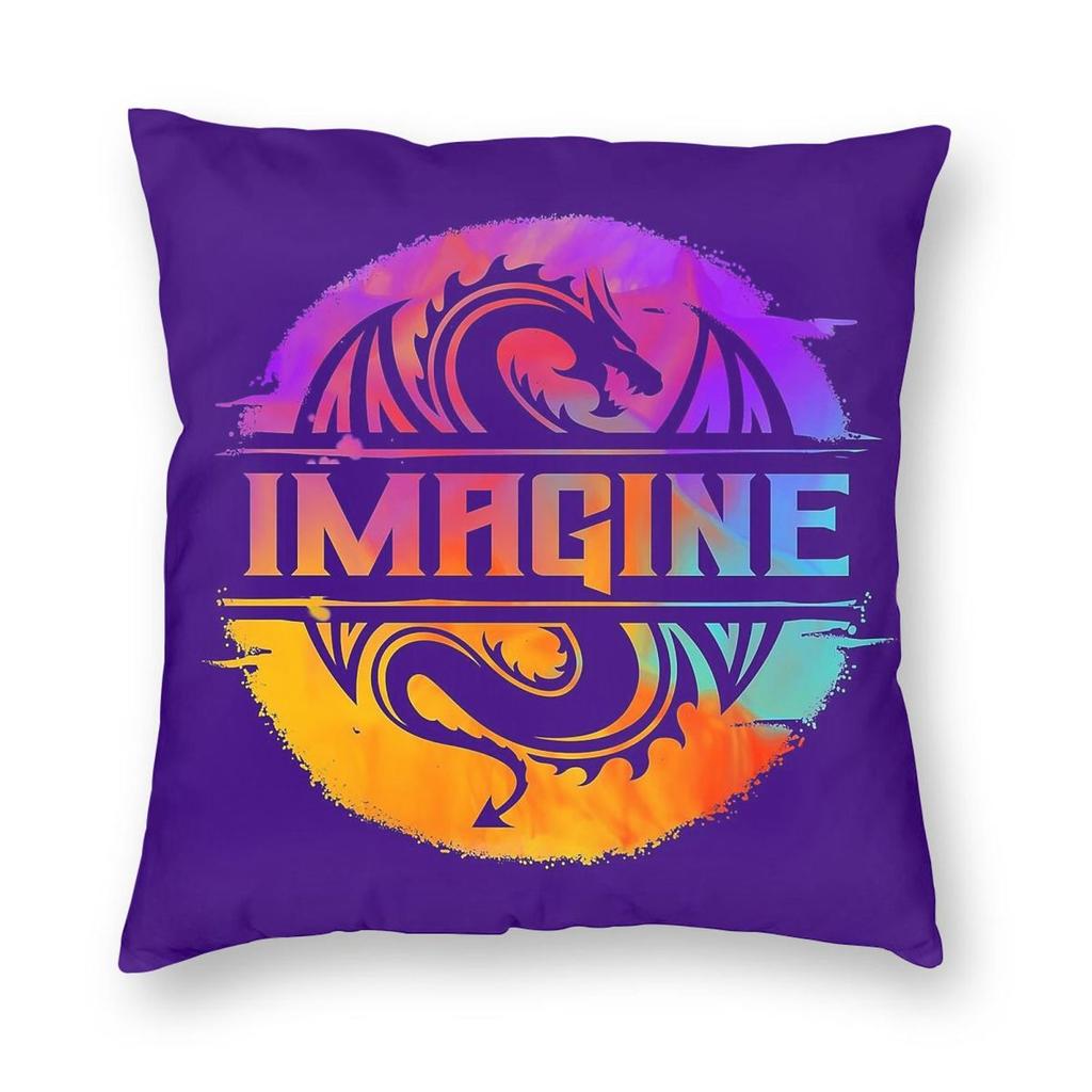 Imagine The Dragon Square Pillowcase Polyester Linen Velvet Pattern Zip Decor Pillow Case Car Cushion Case