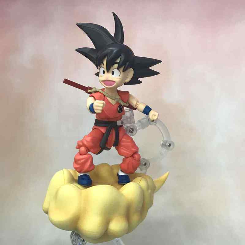 SHF Dragon Ball Kid Goku Action Figure With Kinton Nimbus Cloud Power Pole Interchangeable Heads Hands Tail Anime Model Toy Gift
