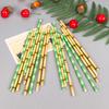 50 Stück Papierstrohhalme Flacher Mund Leuchtende Farbe Bambusmuster Geruchlos
