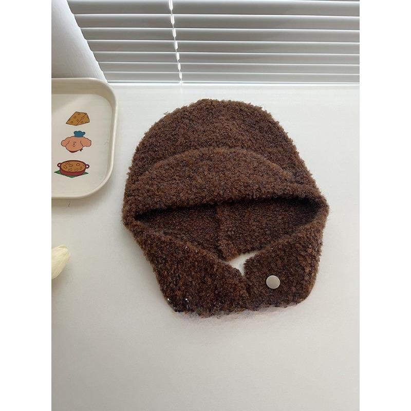 Knitted Looped Wool Cute Flying Hat for Women Winter White Ear Protection Warm Wool Lei Feng Hat