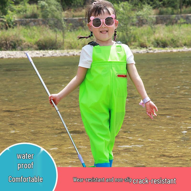 Kids' Waterproof One-Piece Waders for Sand, Water Play, and Rain with Boots