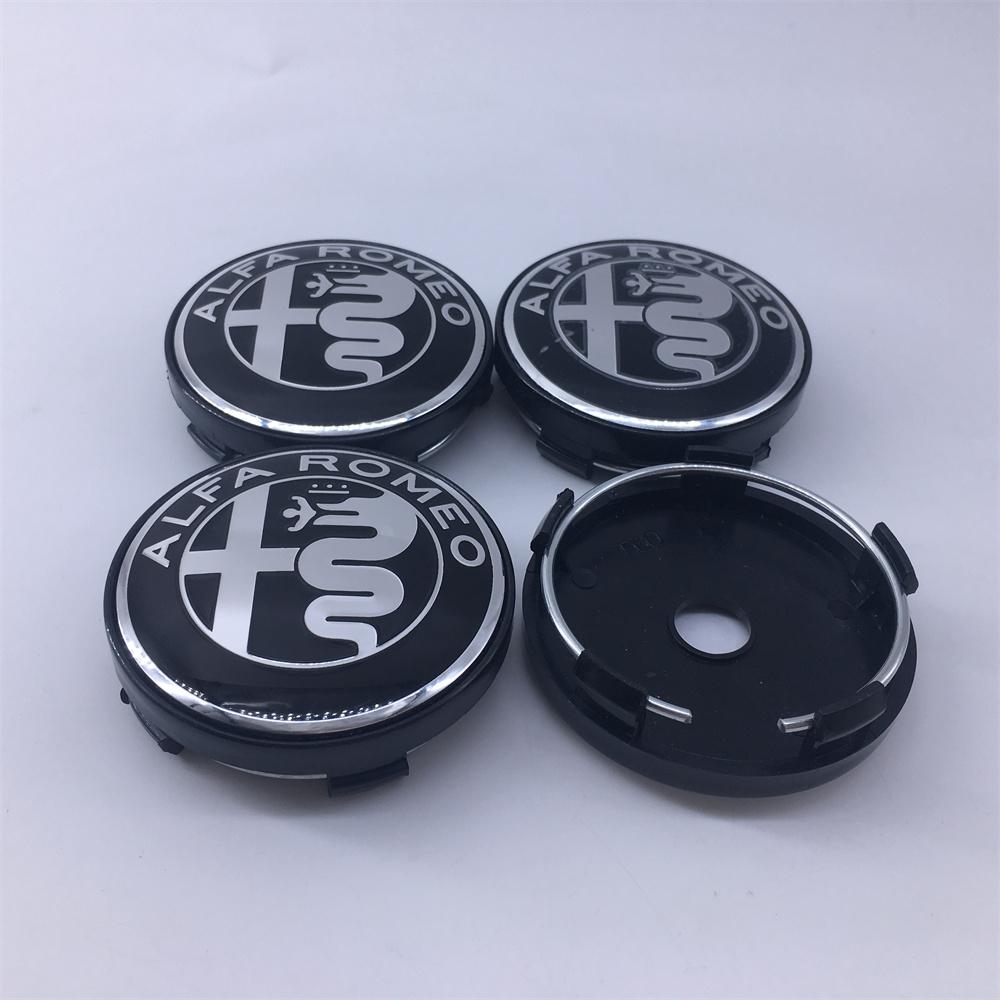

2026 Hot Sticker 4PCS 60mm For Alfa Romeo Black caps 030 Stelvio Sportiva GT 159 166 147 156 Mito Metal Emblem Auto Hub caps Dec 4pcs 60mm black cap