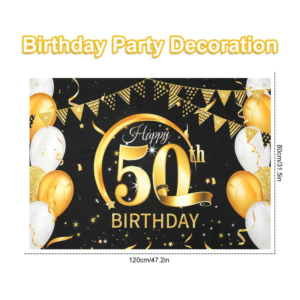 30-80 Old Birthday Background Decor Birthday Banner Hanging Poster Flag 50th 60th 70th Latex Balloon Bunting Garland Anniversary