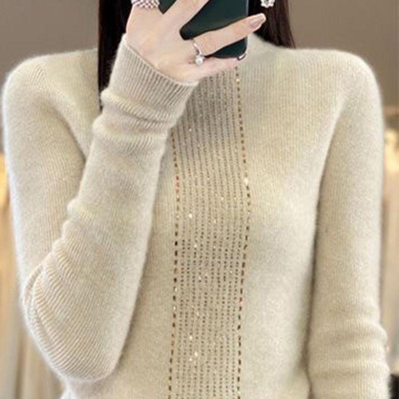 Sweater for Women Autumn Winter Lightweight Warm Knitted Stretchy Long Sleeve Tops