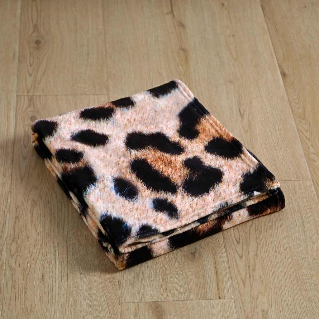 Leopard Print Blanket Soft Faux Fur Throw Cozy Living Room Decor Animal Pattern Bed Cover Warm Home Textile