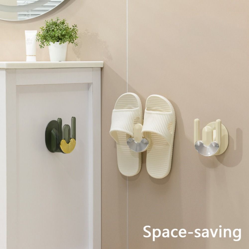 2Pcs No Punching Slippers Rack Wall Mounted Shoe Drying Rack Fashion Slipper Hook  Hallway
